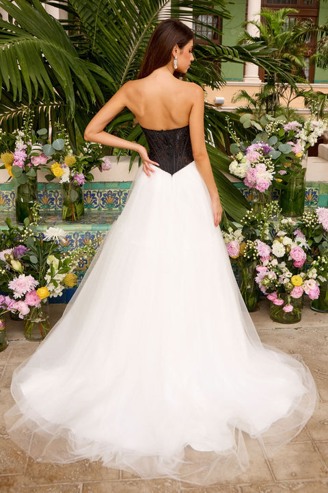 Ava Presley 47484 - Structured Corset Bodice Full Tulle Gown