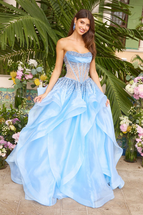 Ava Presley 42482 sparkling beaded waistline prom dress