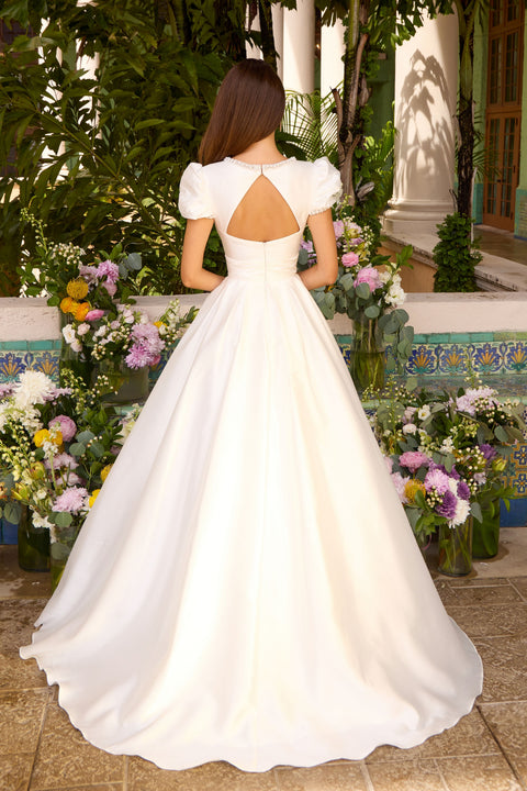 Ava Presley 43023 open back satin evening dress