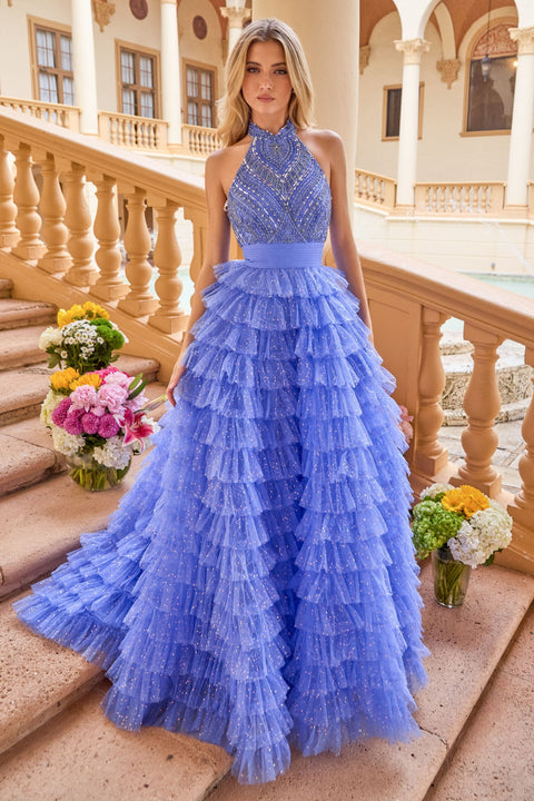 Ava Presley 47258 evening dress with tiered ruffle skirt
