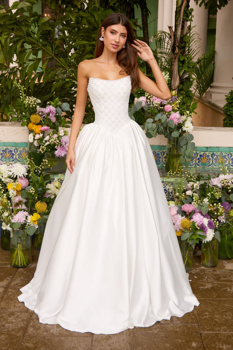 Ava Presley 47364 - Straight Neckline Gown with Peplum Detail