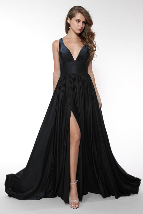 Ava Presley 34511 - Plunging V High Slit Evening Gown