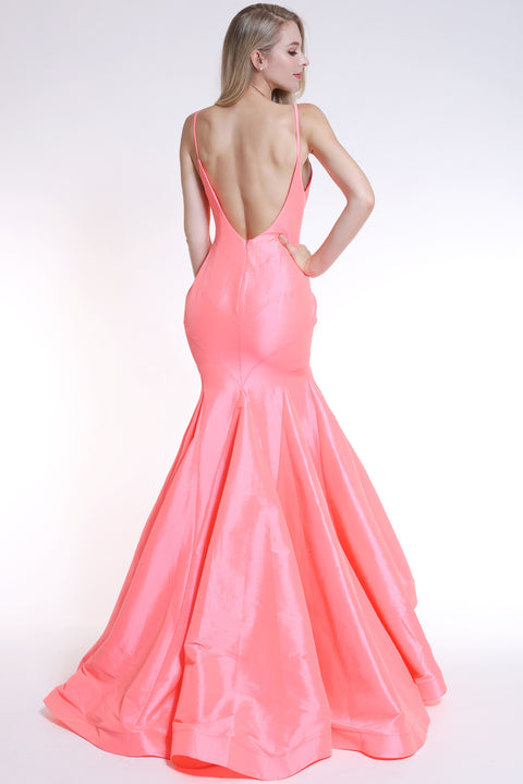 Ava Presley 35736 - Plunging Mermaid Open Back Prom Gown