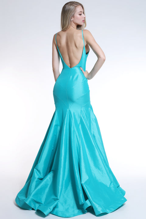 Ava Presley 35736 - Plunging Mermaid Open Back Prom Gown