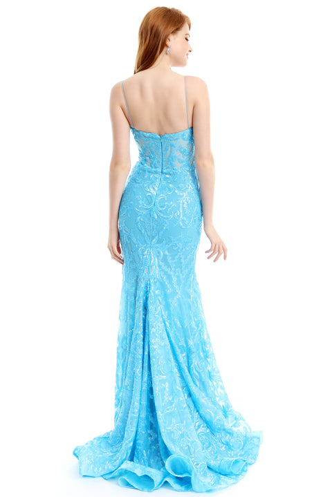 Ava Presley 36004 glamorous dress with sparkling embellishments and open slit