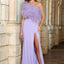 Ava Presley 38841 - Feather One Shoulder High Slit Gown