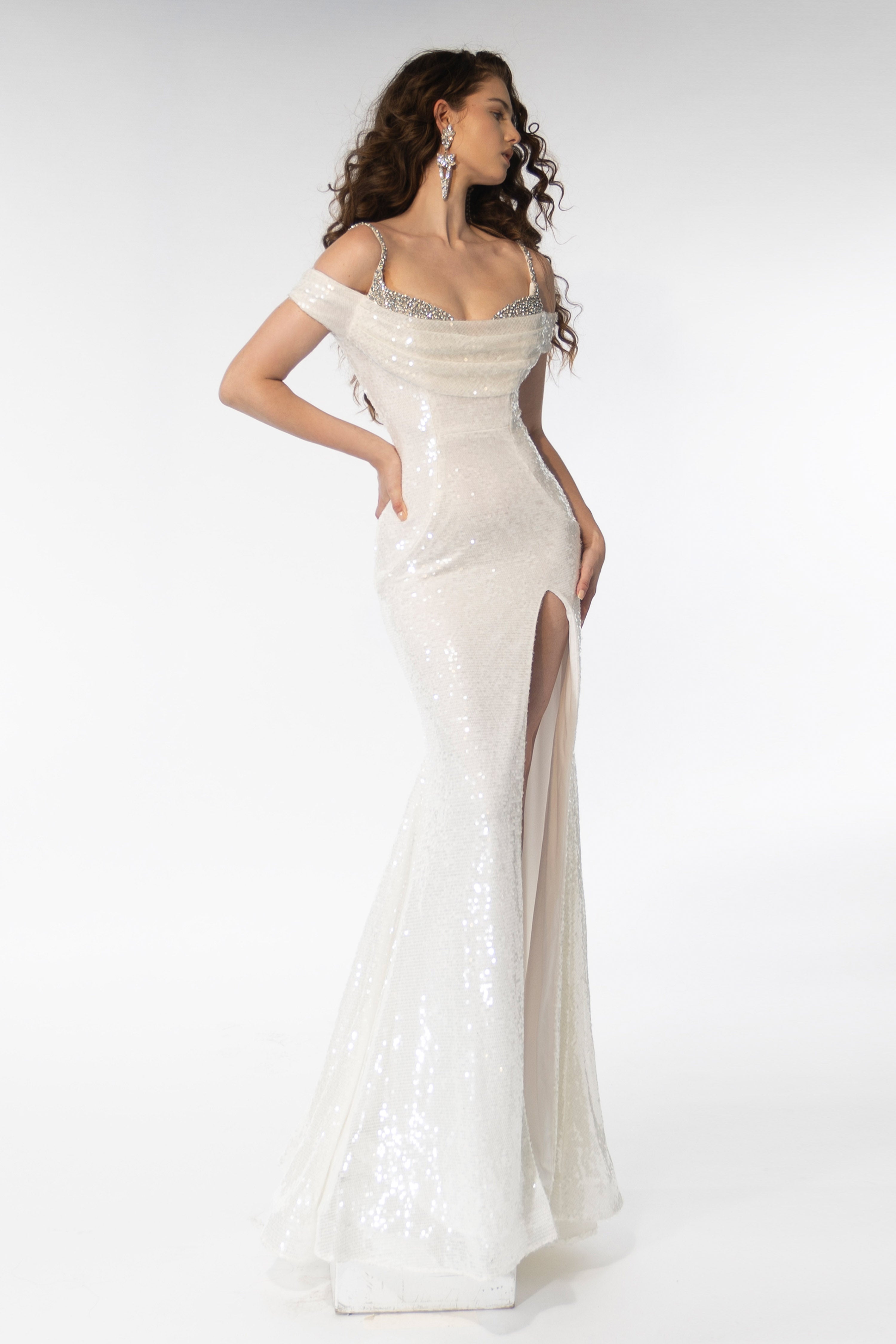 Ava Presley 39258 Sequin Cowl Neck Off Shoulder Gown