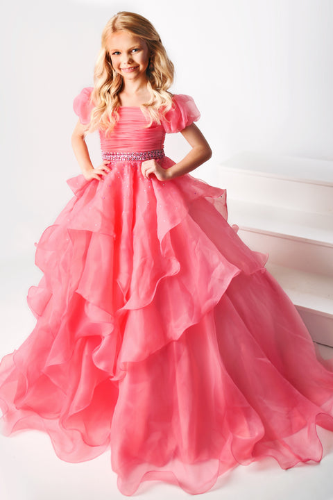 Ava Presley 38025 flowing ruffle evening gown