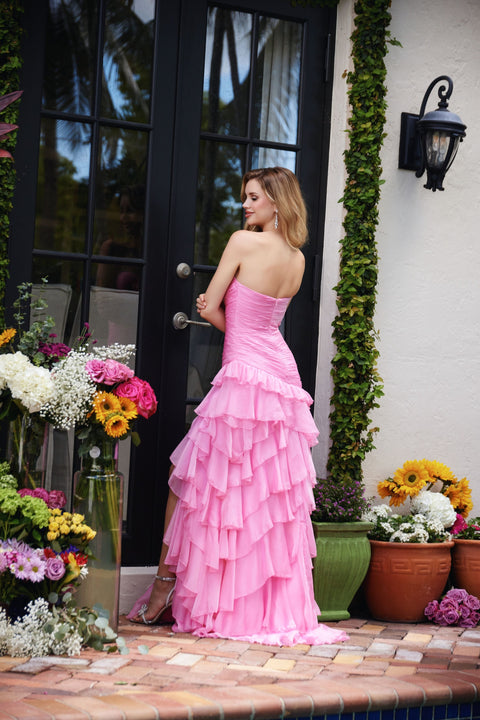 Ava Presley 40118 formal gown with chiffon ruffles