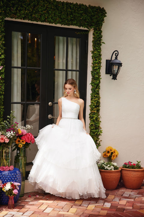 Ava Presley 29131 - One Shoulder Tiered Ruffle Ball Dress