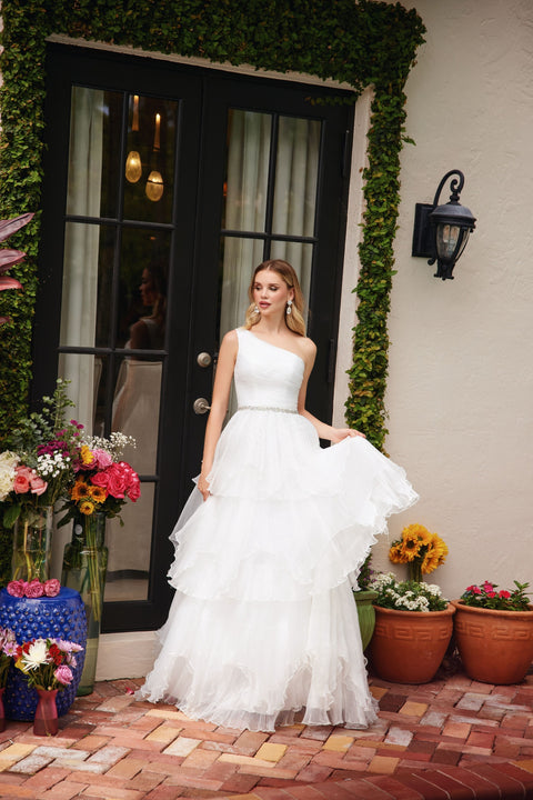 Ava Presley 29131 - One Shoulder Tiered Ruffle Ball Dress