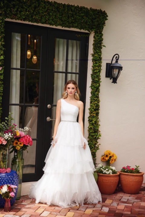 Ava Presley 29131 - One Shoulder Tiered Ruffle Ball Dress