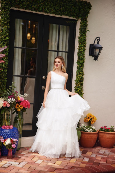 Ava Presley 29131 - One Shoulder Tiered Ruffle Ball Dress