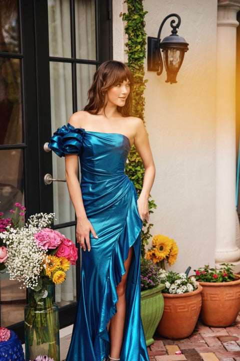 Ava Presley 40082 strapless formal dress with textured bodice