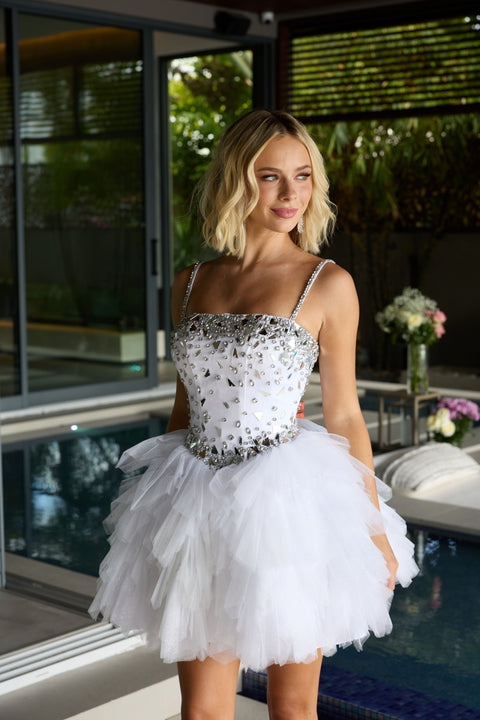 Ava Presley 29180 homecoming dress with cut glass bodice