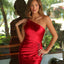 Ava Presley 47128 ruched red dress with low back design