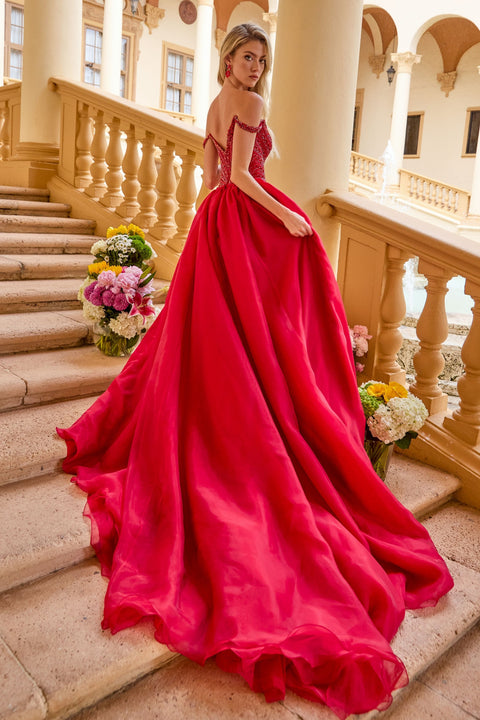 Ava Presley 47253 formal gown with detachable overskirt