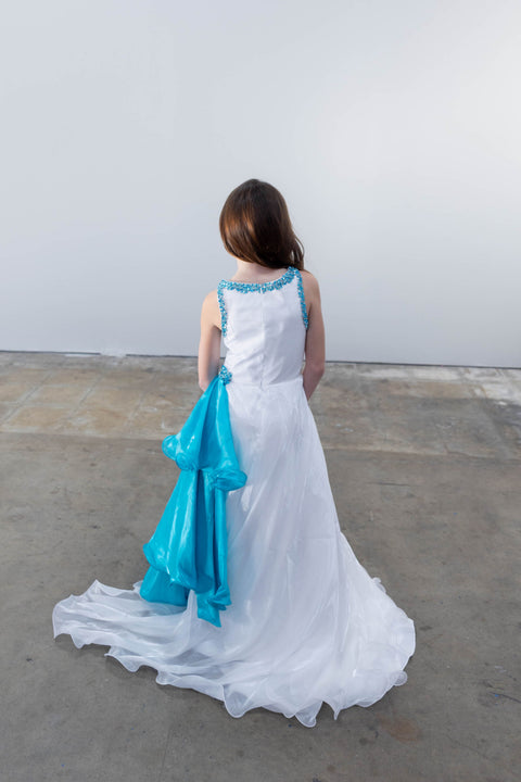 Ava Presley 26823 side drape A line formal gown