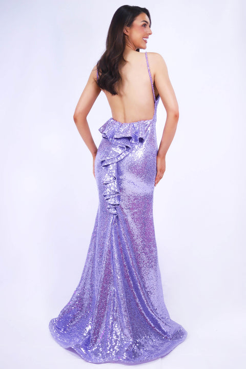 Ava Presley 27815 - Sequin Open Back Mermaid Gown