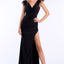 Ava Presley 37324 - Feather Shoulder Slit Evening Gown