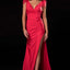 Ava Presley 37324 - Feather Shoulder Slit Evening Gown
