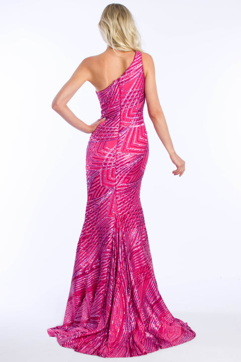 Ava Presley 37339 - One Shoulder Sequin Mermaid Gown