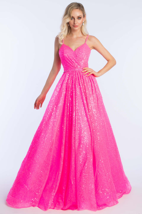 Ava Presley 37340 - Glitter Tulle A Line Prom Gown