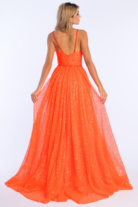 Ava Presley 37340 - Glitter Tulle A Line Prom Gown