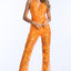 Ava Presley 37381 - Beaded Halter Jumpsuit with Overskirt