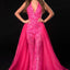Ava Presley 37381 - Beaded Halter Jumpsuit with Overskirt