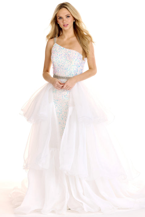 Ava Presley 27715 - One Shoulder Tiered Overskirt Gown
