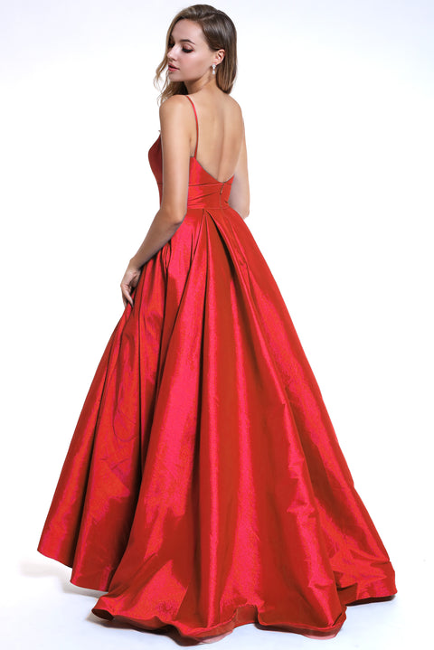 Ava Presley 35738 - Satin A Line Slit Gown