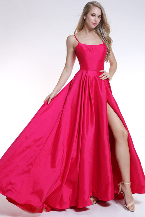 Ava Presley 35738 - Satin A Line Slit Gown