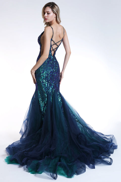 Ava Presley 35753 - Embroidered Lace Mermaid Tulle Gown