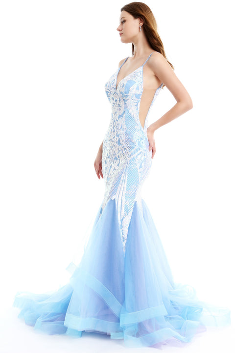 Ava Presley 35753 - Embroidered Lace Mermaid Tulle Gown