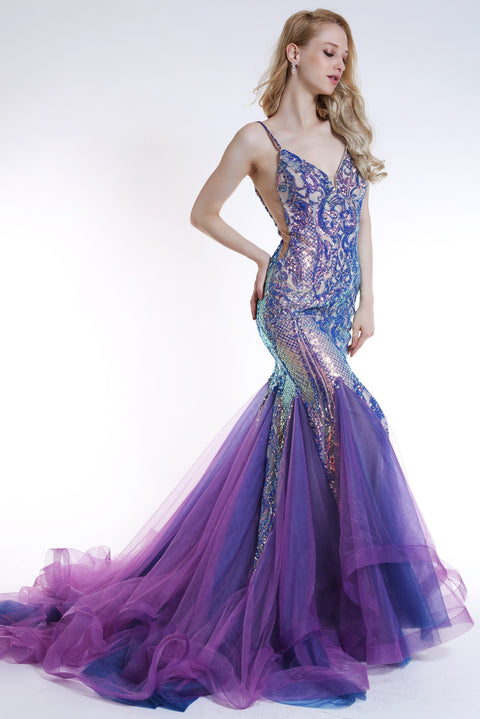 Ava Presley 35753 - Embroidered Lace Mermaid Tulle Gown