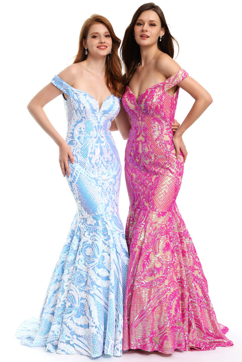 Ava Presley 35754 - Off Shoulder Lace Mermaid Gown