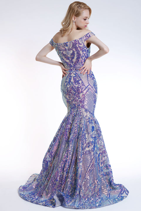 Ava Presley 35754 - Off Shoulder Lace Mermaid Gown