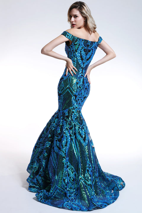 Ava Presley 35754 - Off Shoulder Lace Mermaid Gown