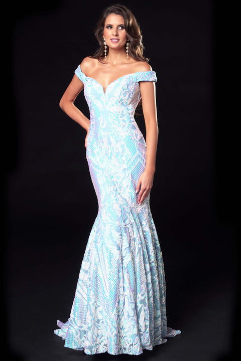 Ava Presley 35754 - Off Shoulder Lace Mermaid Gown