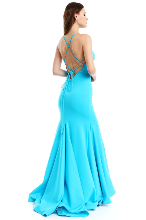 Ava Presley 36009 - Lace Up Open Back Prom Gown