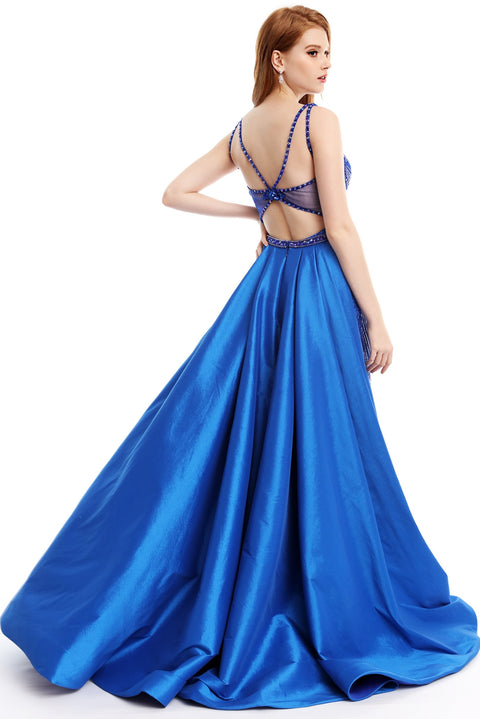 Ava Presley 36031 - Sequin High Slit Overskirt Gown