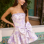 Ava Presley 42463 - Strapless Floral Jacquard Bow Mini Dress