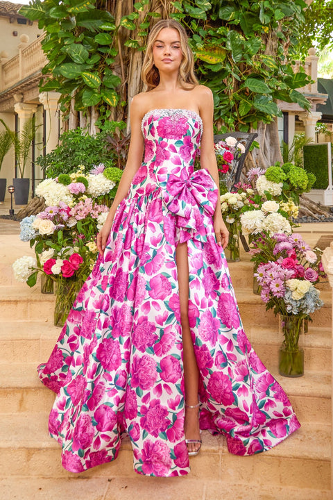 Ava Presley 42459 - Strapless Floral Print Prom Ball Gown KOMAL