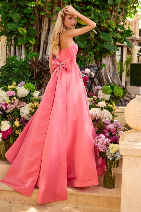 Ava Presley 42523 - Strapless Bow Detail A-Line Prom Gown