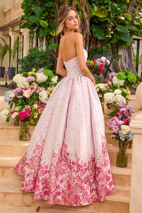 Ava Presley 42540 - Ruched Floral Border Ball Gown