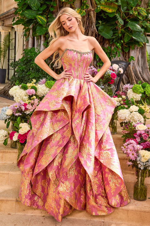Ava Presley 42541 - Cascading Ruffle Corset Ball Gown