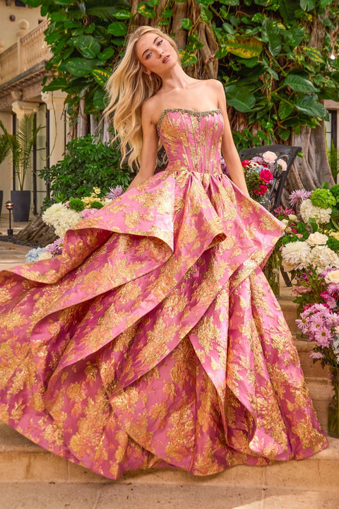 Ava Presley 42541 - Cascading Ruffle Corset Ball Gown