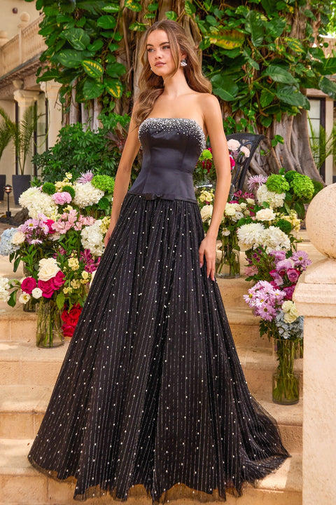 Ava Presley 42588 - Pearl Beaded Strapless Prom Gown