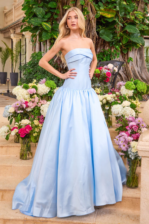 Ava Presley 47374 - Folded Neckline Drop Waist Gown